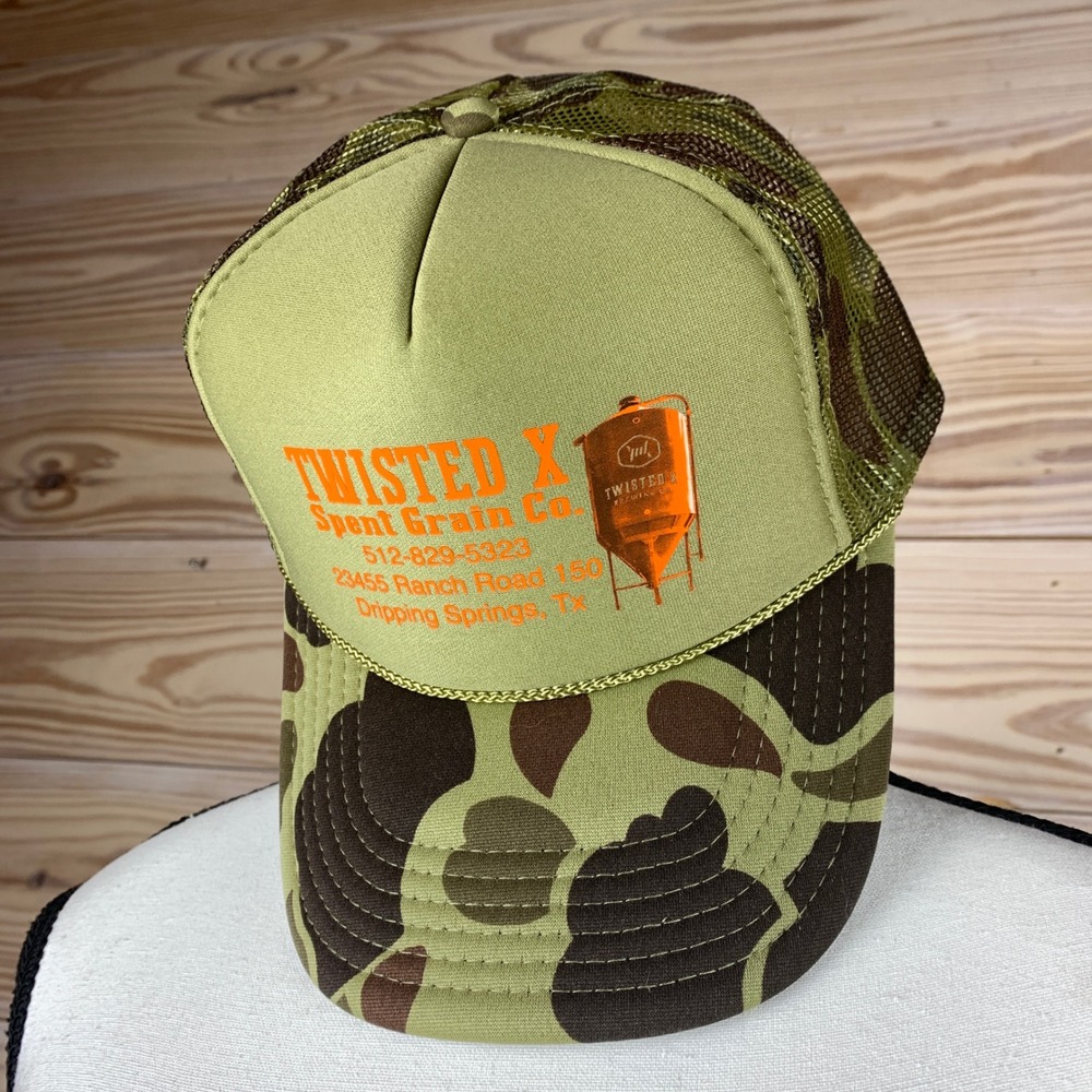 Twisted X Spent Grain Co Brewery Trucker Hat Mens OS Green Camo Otto Snapback